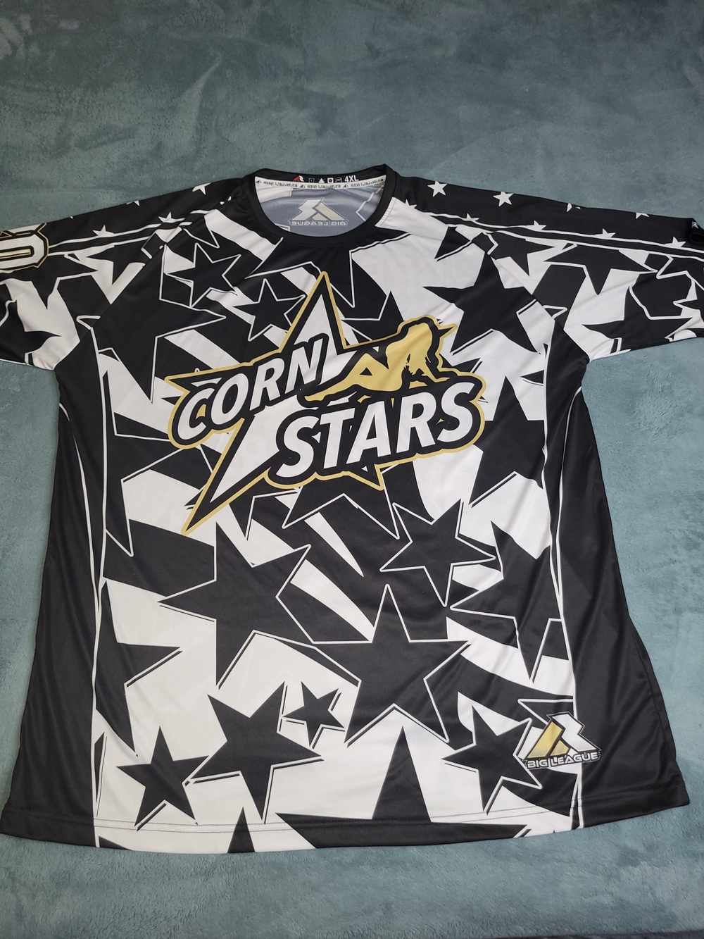 Corn Stars Graphic Jersey - Black White with Gold Accent